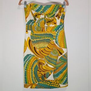 Banana Republic Trina Turk Strapless Bodycon  Cora Blue Combo Dress Size 2